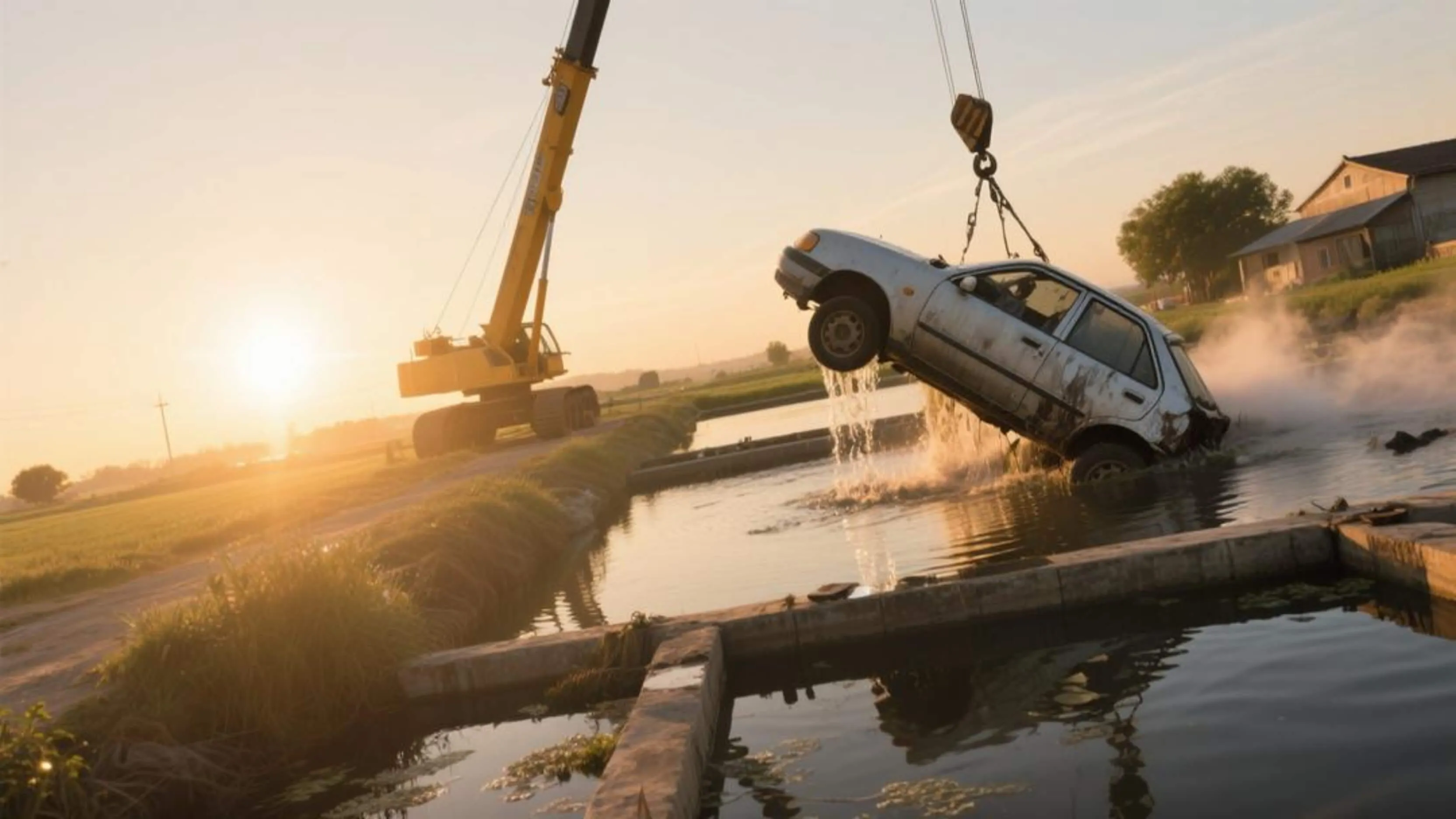 Crane Topples Over Video Analysis: 4 Safety Rules for Muddy Fish Pond Operations | A Must-Read for Roadside Assistance