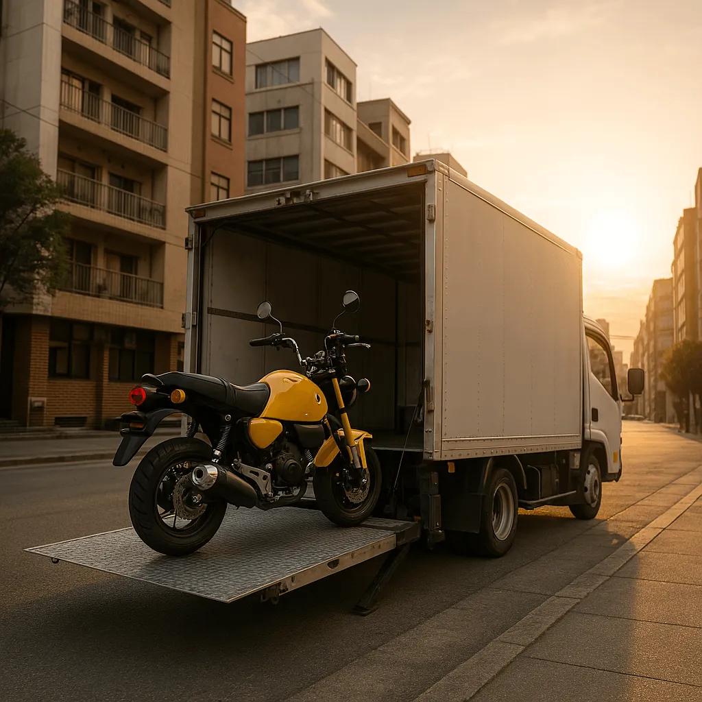 A lift-gate truck, suitable for safely transporting a motorcycle