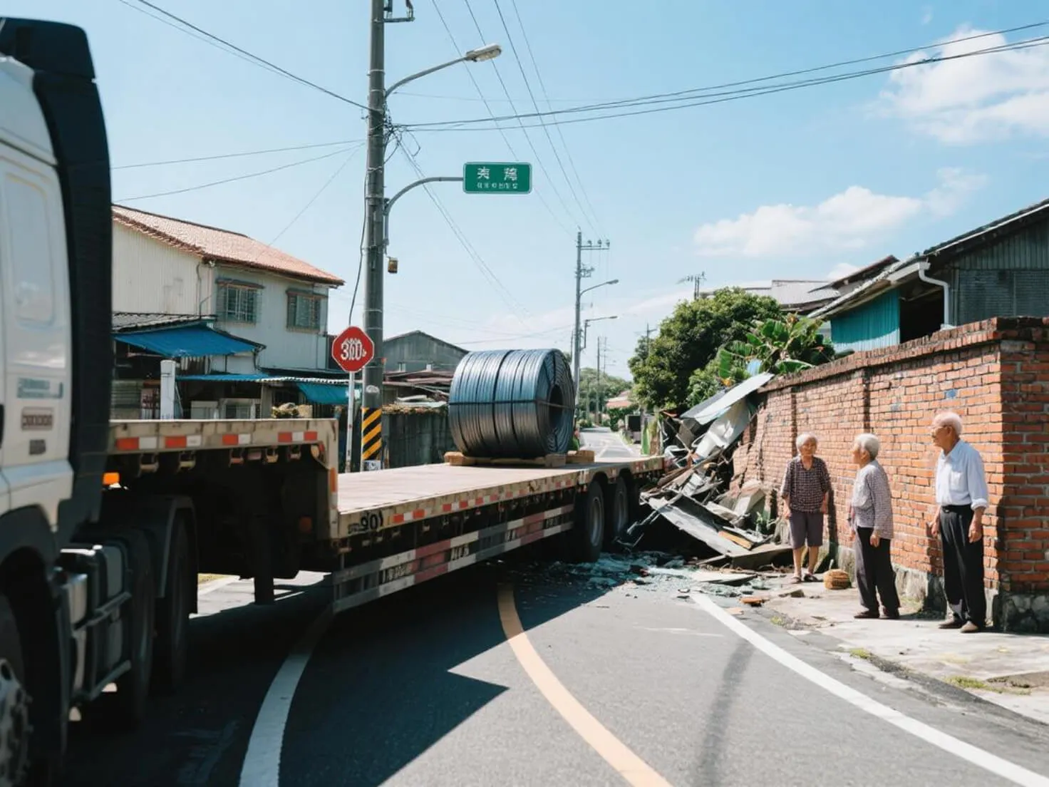 Steel Coil Truck Gets Stuck on a Country Road! Netizens' Comments Reveal the Driver's Hardship