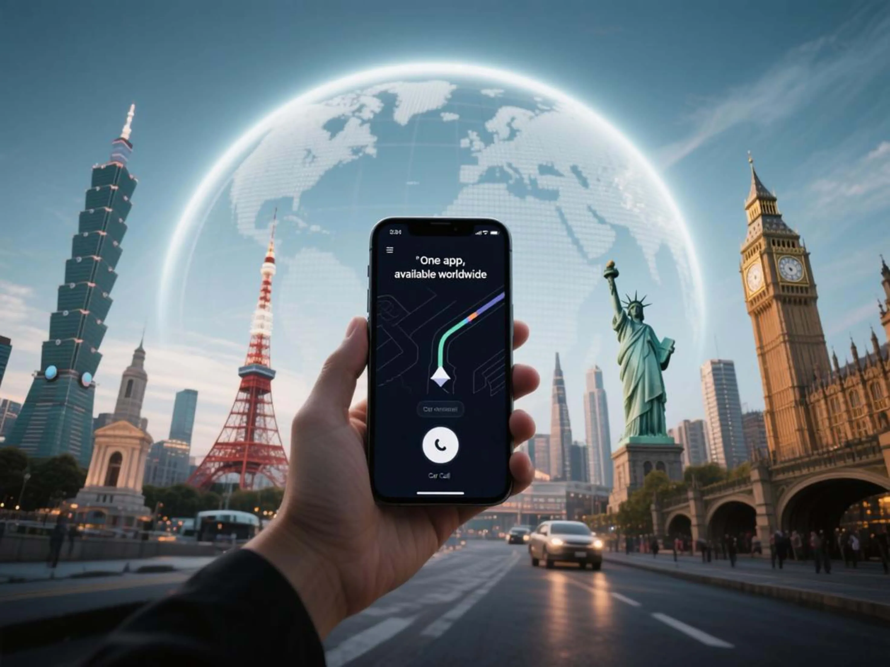 World map showing Road Savior's global service network